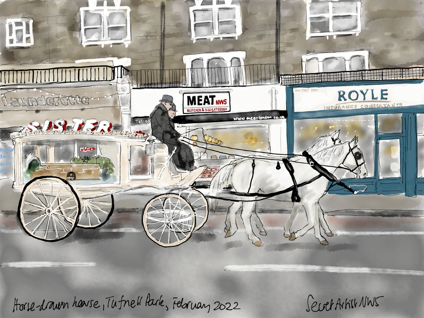 Horse-drawn hearse, Tufnell Park, 2022