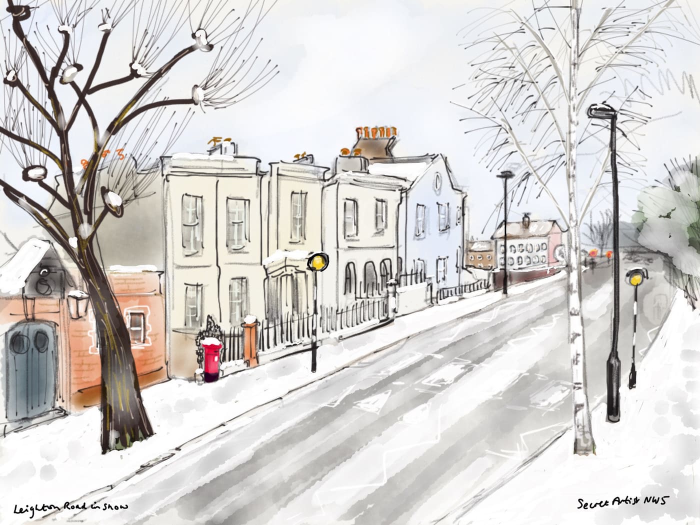 Leighton Road in snow