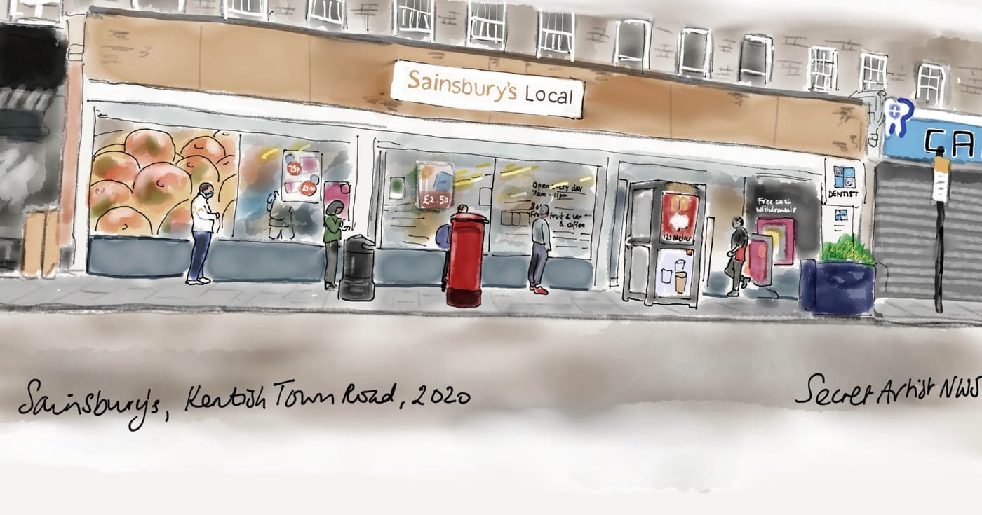 Queue outside Sainsbury's, coronavirus, 2020