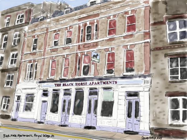 Black Horse Apartments, Royal College Street. On site of the old Black Horse pub