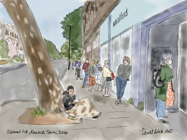 Queue outside Earth, coronavirus, 2020